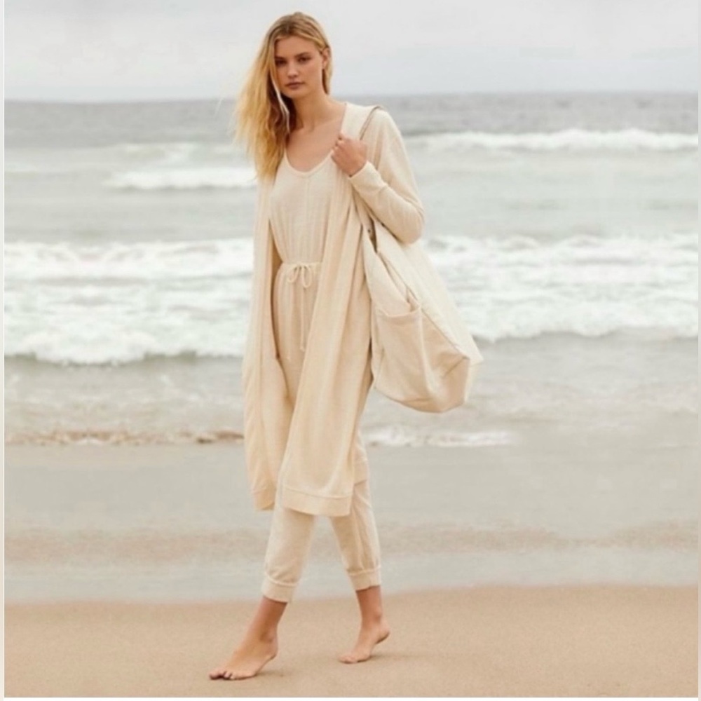 FP Movement by Free People Cream Sleeveless Drawstring Jumpsuit - Picture 2 of 13
